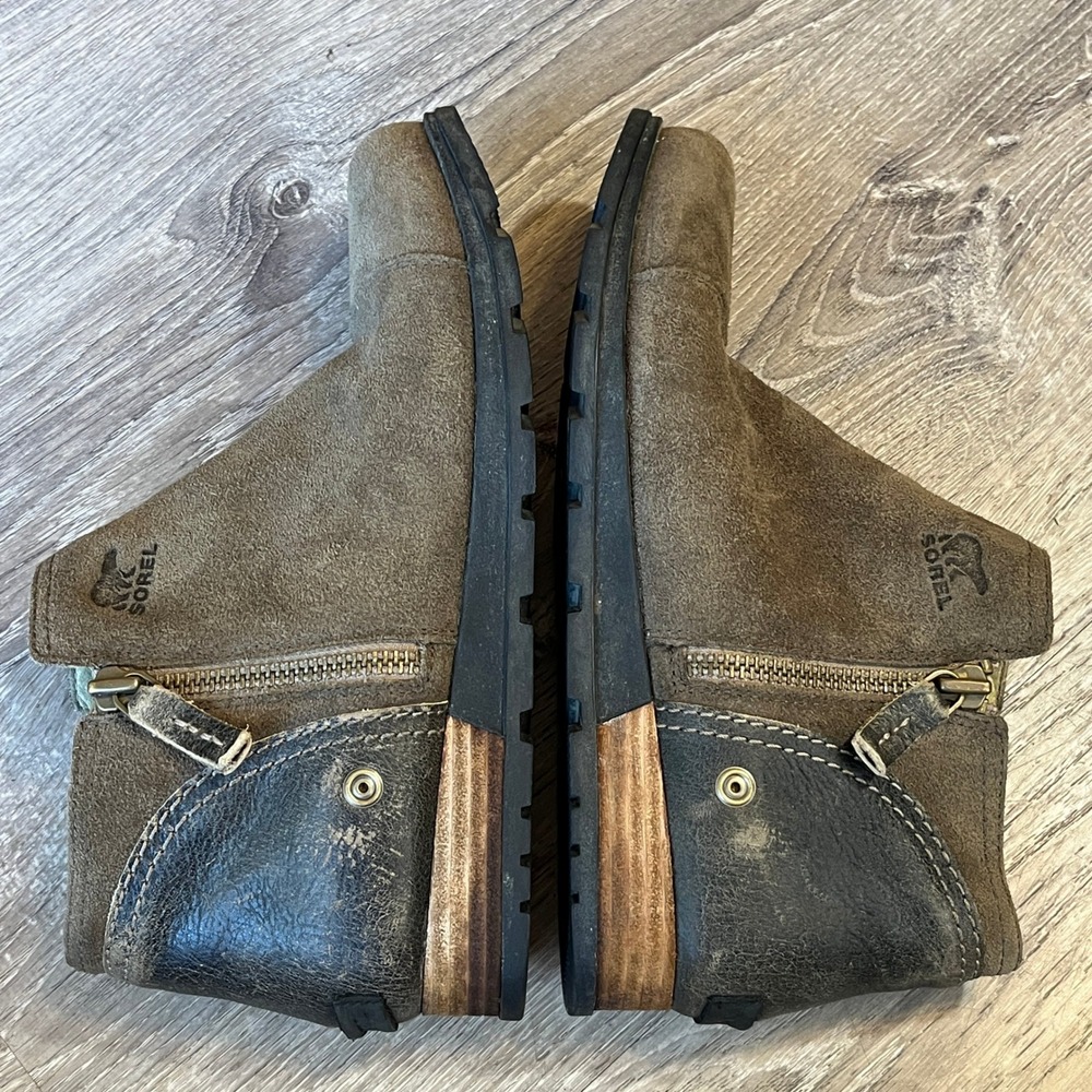 Sorel Major Low Ankle Boots Womens 10.5 Suede Leather Cap Toe Booties NL2161-245